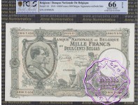 Belgium 1943 1000 Francs-200 Belgas PCGS 66 OPQ
