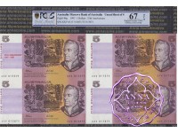 1992 $5 U11 Fraser/Cole Red Opt Uncut of 4 PCGS 67 OPQ