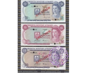Bermuda 1978-84 $1-$100 Six Specimen Notes Set