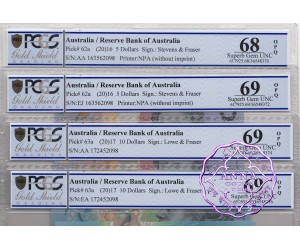 2016 $5 & 2017 $10 AA,EJ,AA,EA Matching Set PCGS