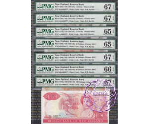 New Zealand $1-$100 Super Matching Set, Total 28 Notes PMG 63-67 EPQ