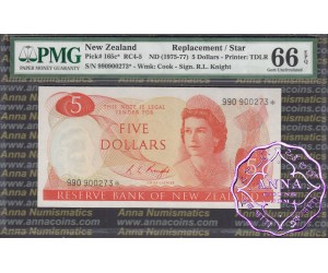 New Zealand 1975 R.L.Knight $5 990* PMG 66 EPQ