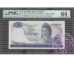 New Zealand 1975 R.L.Knight $10 PMG 64
