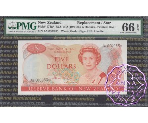 New Zealand 1981 H.R.Hardie $5 P171a JA* PMG66 EPQ