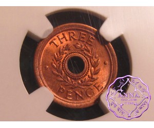 Australia 1943 Internment Camps Threepence Token NGC MS65RD