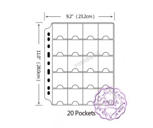 PCCB 20 Pockets Transparent Coin Album Insert Page Sheets