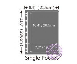 PCCB 1 Pocket Black Stamp Banknote Album Insert Page Sheets (Double-Sided)
