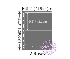 PCCB 2 Pockets Black Stamp Banknote Album Insert Page Sheets (Double-Sided)