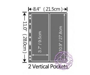 PCCB 2 Vertical Pockets Black Stamp Banknote Album Insert Page Sheets (Double-Sided)
