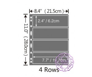 PCCB 4 Pockets Black Stamp Banknote Album Insert Page Sheets (Double-Sided)