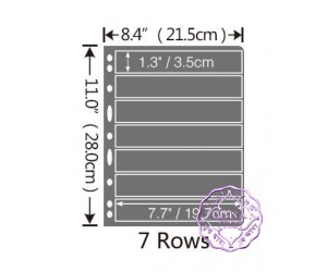 PCCB 7 Pockets Black Stamp Banknote Album Insert Page Sheets (Double-Sided)